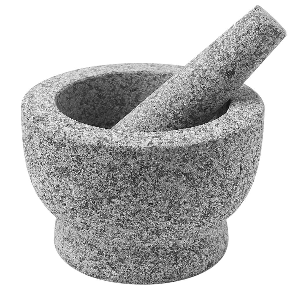 Mortar and Pestle Set – Unpolished Heavy Granite for Enhanced Performance and Organic Appearance