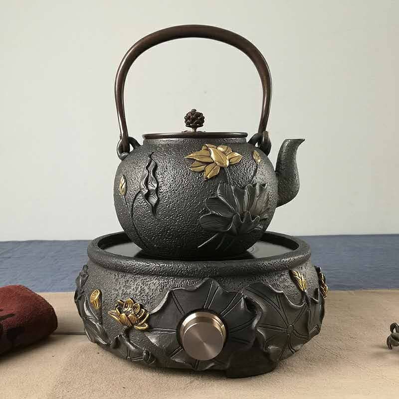 13years golden supplier Metallic round cast iron tea pot set