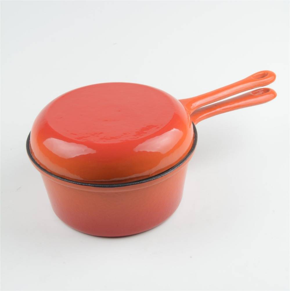 cast iron enamel cookware set, soup deep pot with skillet pan