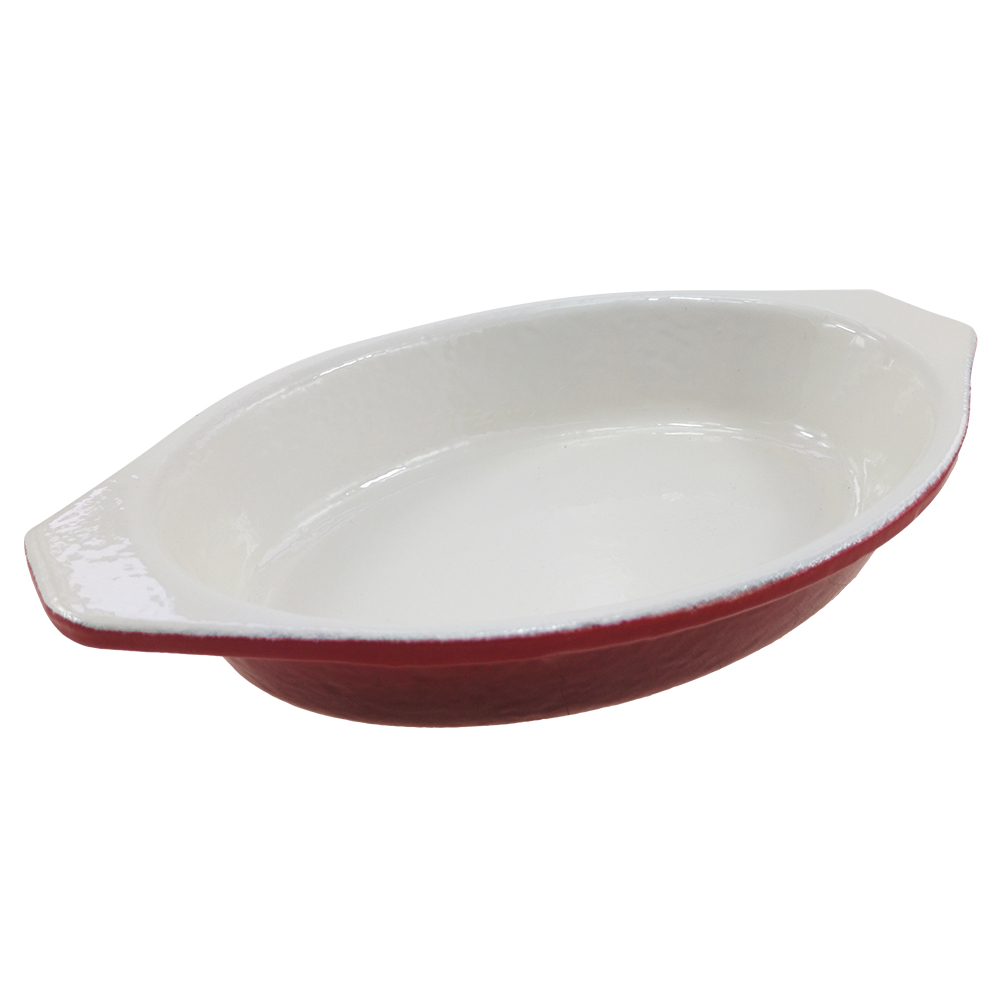 Chasseur 1 Quart Enamel Cast-Iron Oval Dish, Red