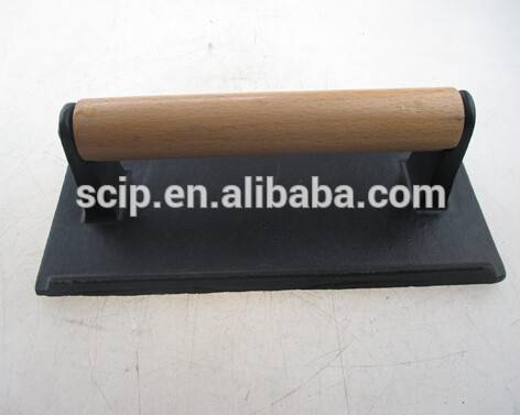wooden handle high quality cast iron meat press pressure plate meat