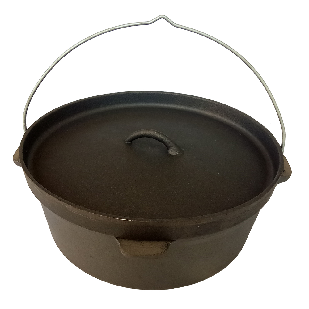 Pre-seasoned cast iron outdoor cooking pot dutch oven