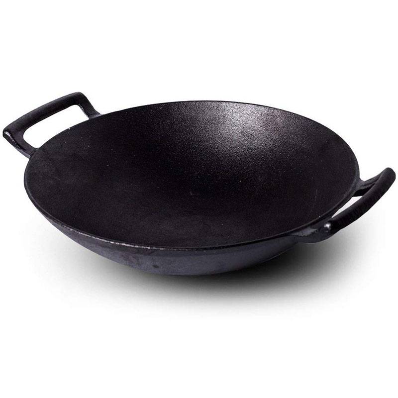 Popular Design for Cast Iron Enameled Casserole -
 14 Inch Cast Iron Wok with Handles and Built in Base – KASITE