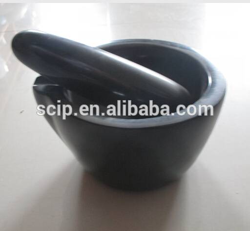 black marble mortar and pestle