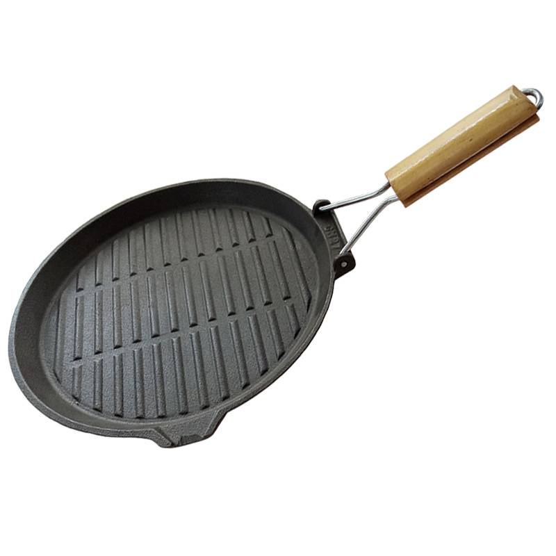 Wholesale Nonstick Cast Iron Griddle with folding Wooden Handle