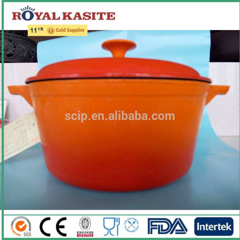 Eco-friendly factory wholesale excellent quality orange enamel coated cast iron multi-purpose casserole pot/cookware