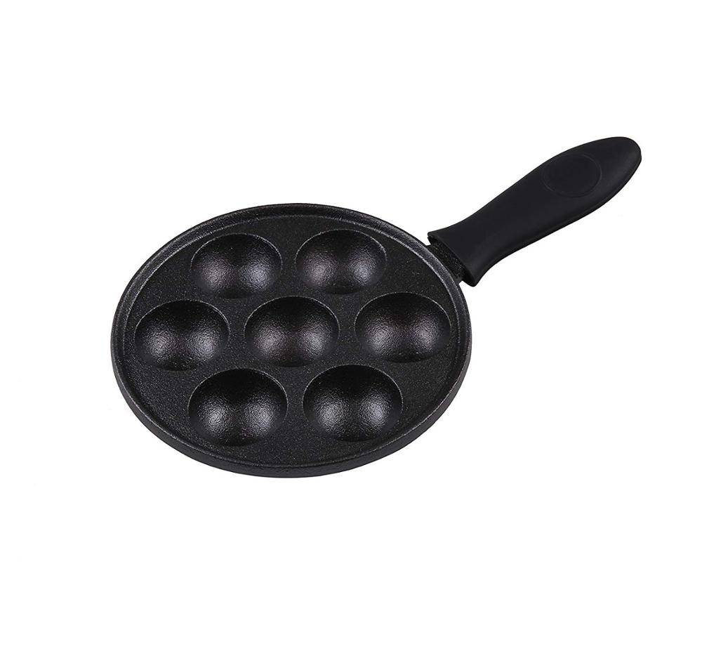 Cast Iron Pan for Danish Stuffed Pancake Balls (Black)