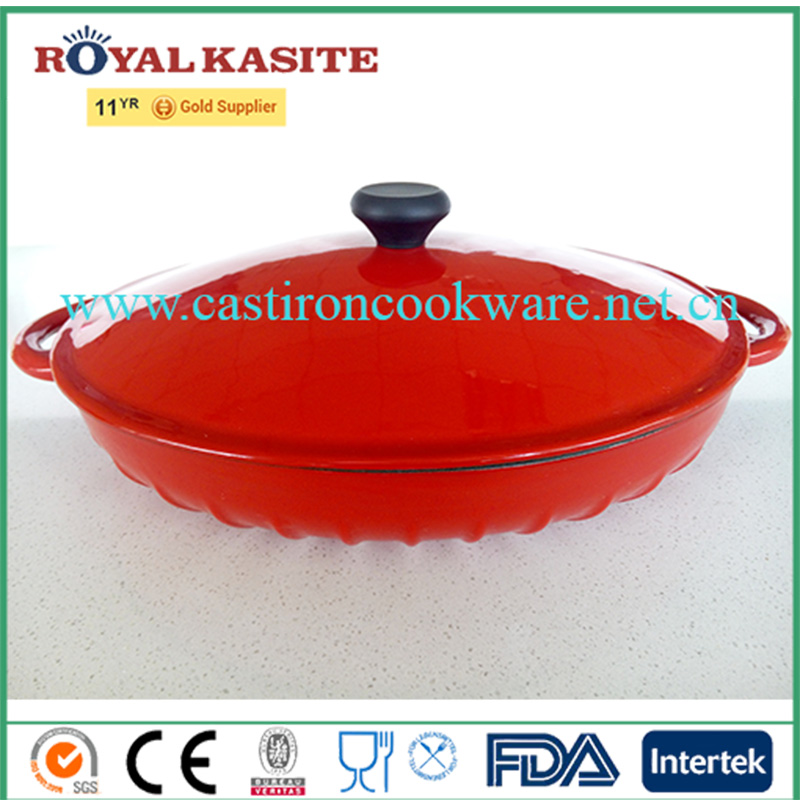 Oval cast iron casserole with enamel coated for wholesale, oval cookware