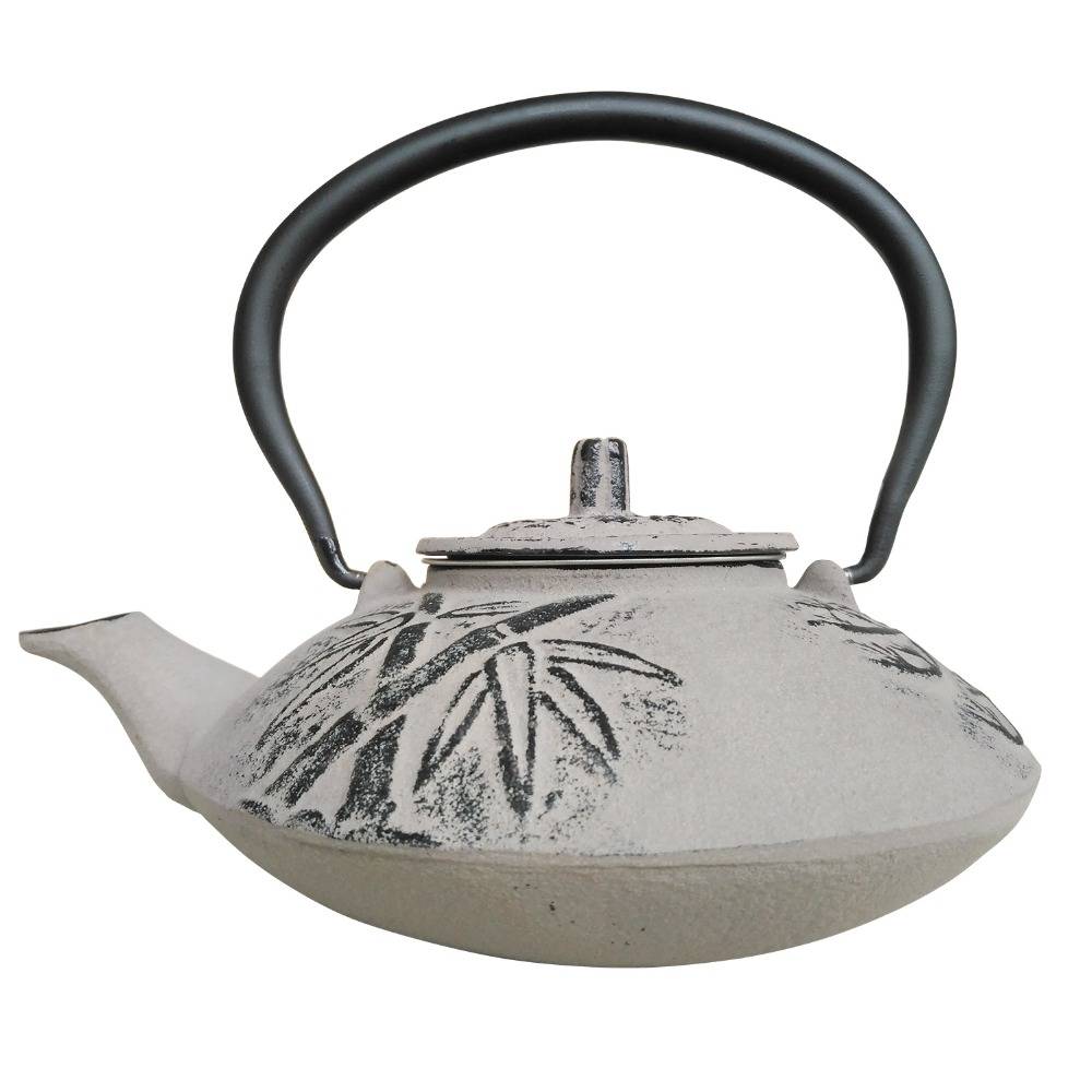 0.9 L grey cast iron tea boiler teapots cooker pot, with pine and bamboo pattern