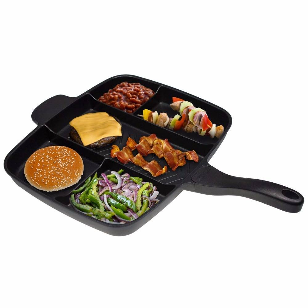 Oven Meal Multi Skillet With Long Handle, High Quality Non-stick Grill Skillet,Master Pan,Divided Grill Skillet