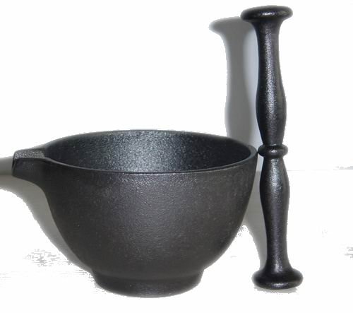 Cast Iron Pre-seasoned Mortar and Pestle, Chinese manufacture retail