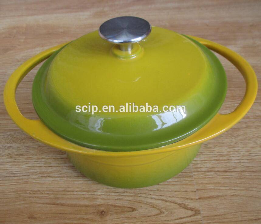 yellow coating cast iron enamel casserole