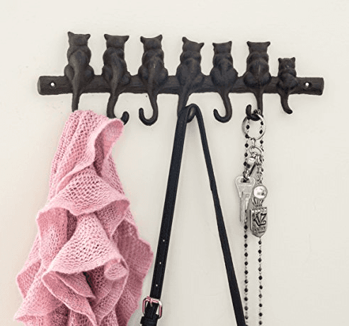 7 Cats Cast Iron Wall Hanger – Decorative Cast Iron Wall Hook Rack