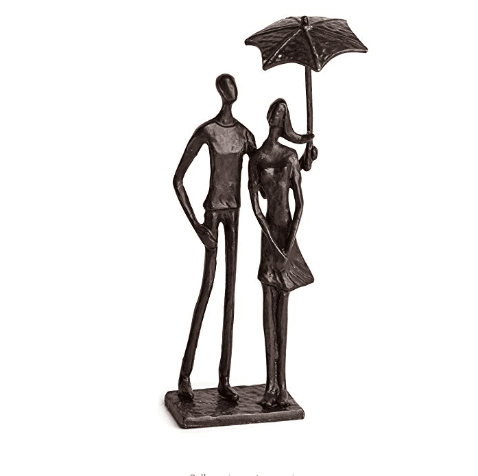 Loving Couple Under Umbrella Bronze Sculpture   Modern and Elegant Design   Metal Art