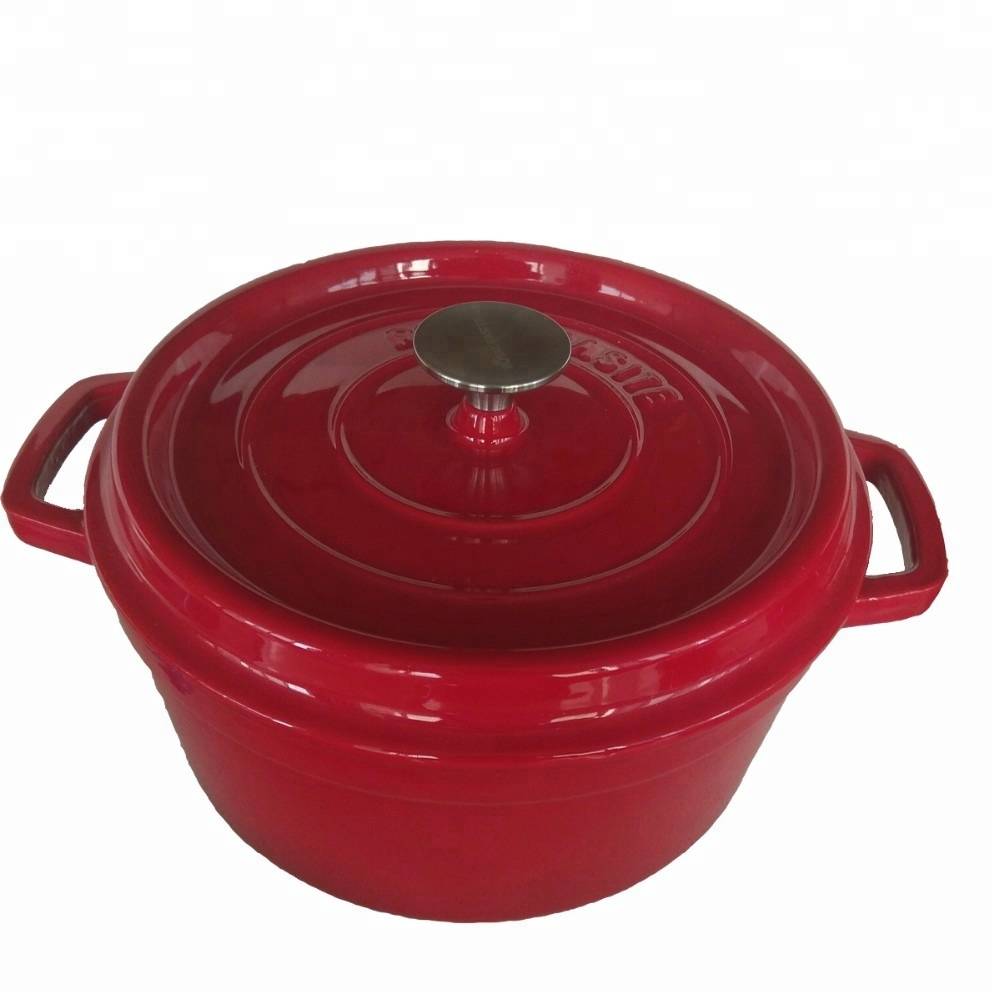 round insulated casserole cast iron cooker, glossy enamel