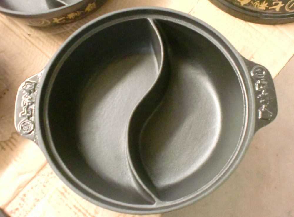 cast iron two section divided pot