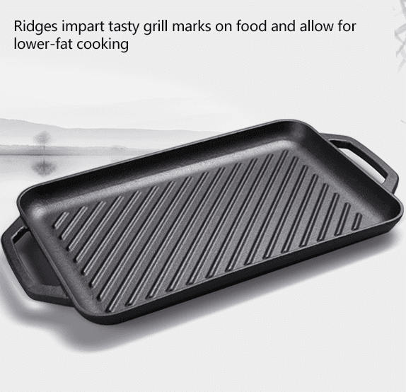 Cast iron pre-seasoned griddle pan for BBQ outdoor cookware set