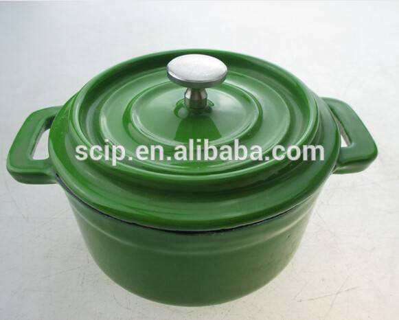 GD-10 green color Enameled Coated Cast Iron casserole mini pot
