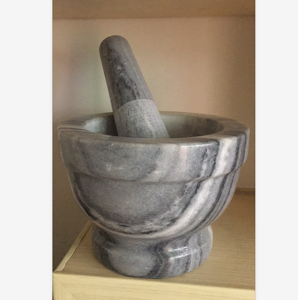 Natural Marble Mortar & Pestle Stone Grinder for Spices Seasonings Pastes Pestos and Guacamole