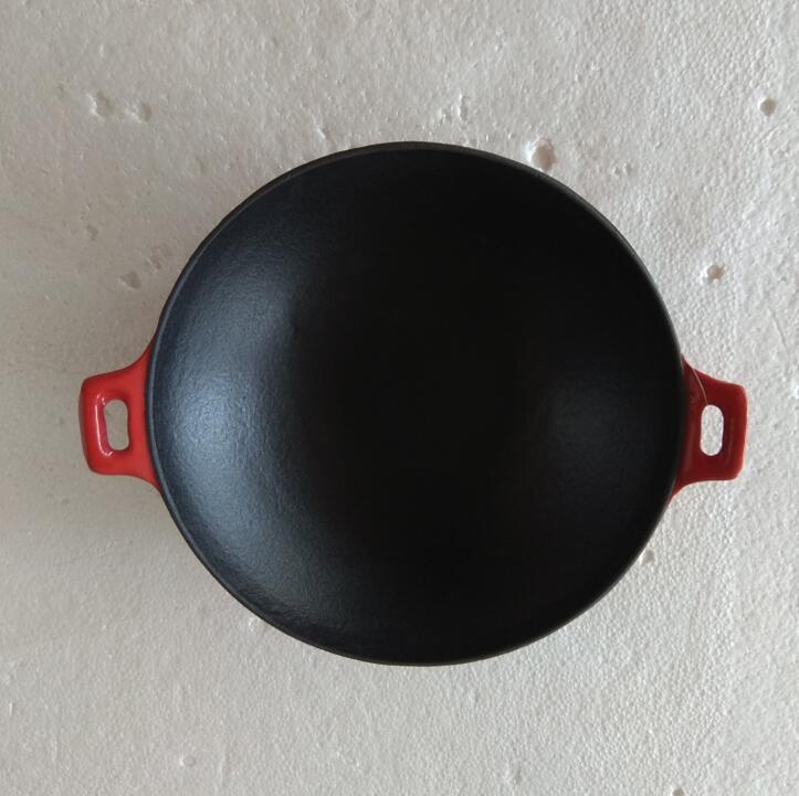 DISA mould gradient color cast iron enamel wok, diameter 30cm