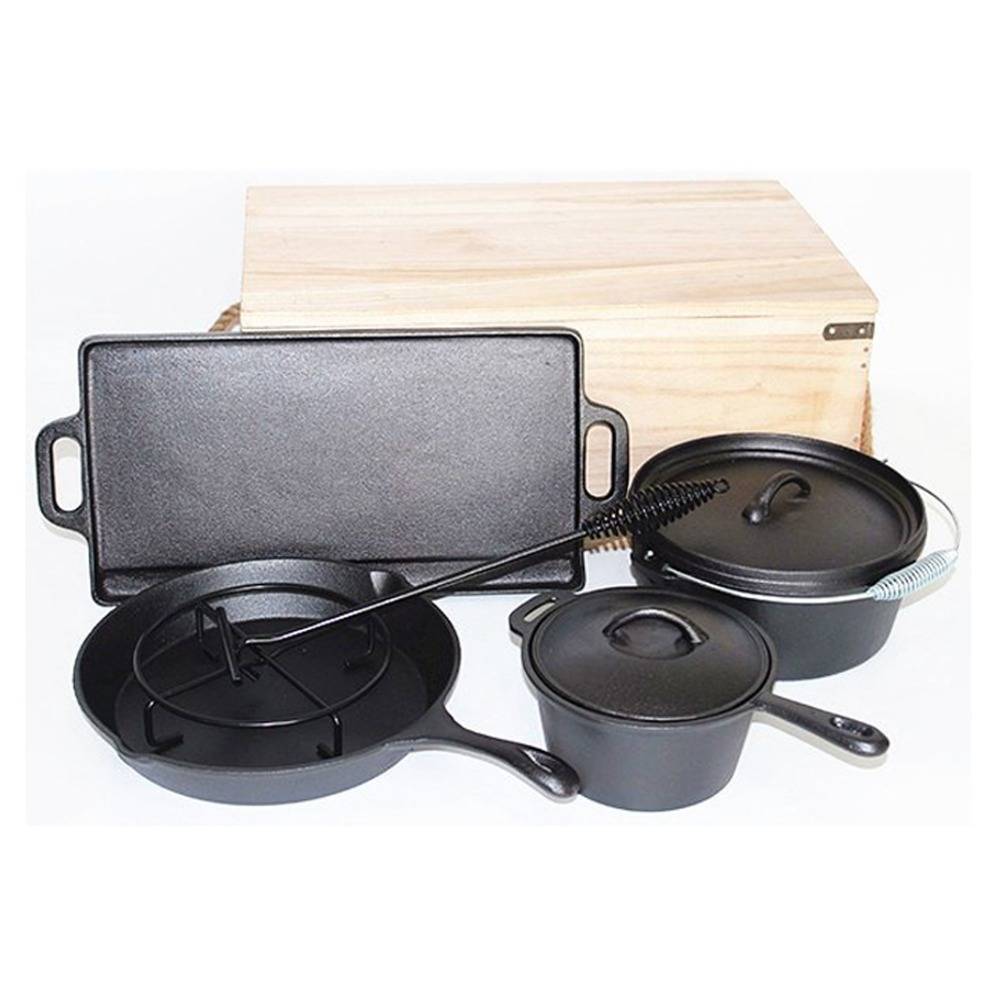 Cast Iron BBQ Camping Grilling Cooking Set