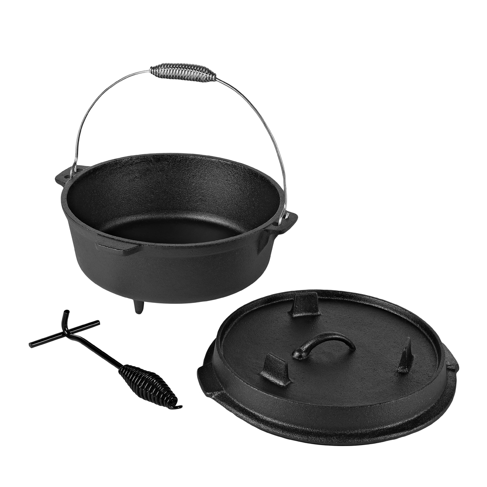 8 Quart Camp Dutch Oven 12 Inch Pre Seasoned Cast Iron Pot and Lid with Handle for Camp Cooking