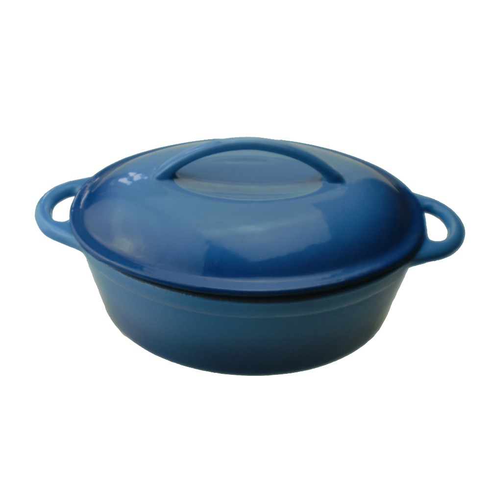 Blue coating cast iron enamel cookware casserole
