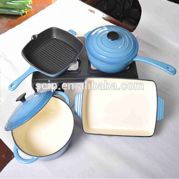 5pcs cast iron non-stick cookware