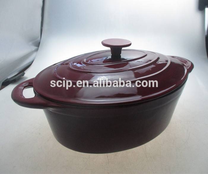 29CM Oval cast iron casserole pot,cast iron cooking pot