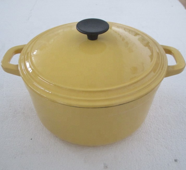 Super Lowest Price Decorative Ceramic Teapots -
 Chinese hand made cast iron yellow enamel casserole dutch oven pot, Dia26cm – KASITE
