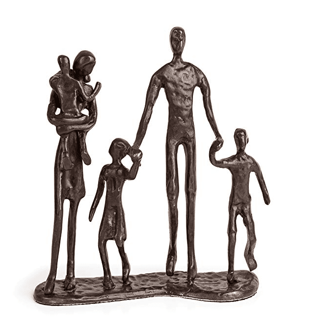 Family of Five Sand Casted Metal Sculpture in a Beautiful Bronze Finish Bottom-lined with Velveteen