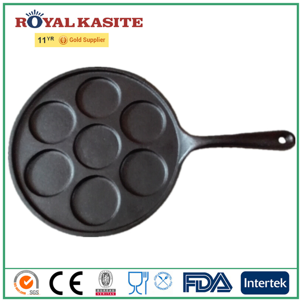 cast iron fry pan with 7 holes, cast iron fry pan