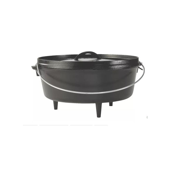 Deep Cast-Iron Camp Dutch Oven With lid and Legs, 12", 8-Quart