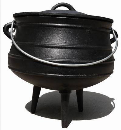 cast iron big cauldron with lid, black paint coating