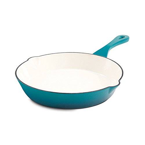 Enameled Cast Iron 10-Inch Round Skillet Teal Ombre