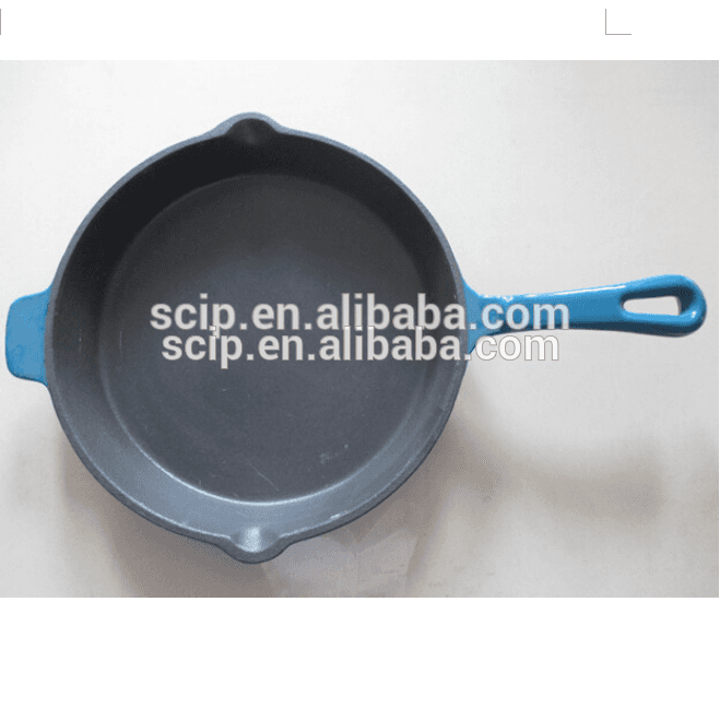 blue color enamel Cast Iron fry pan for sale