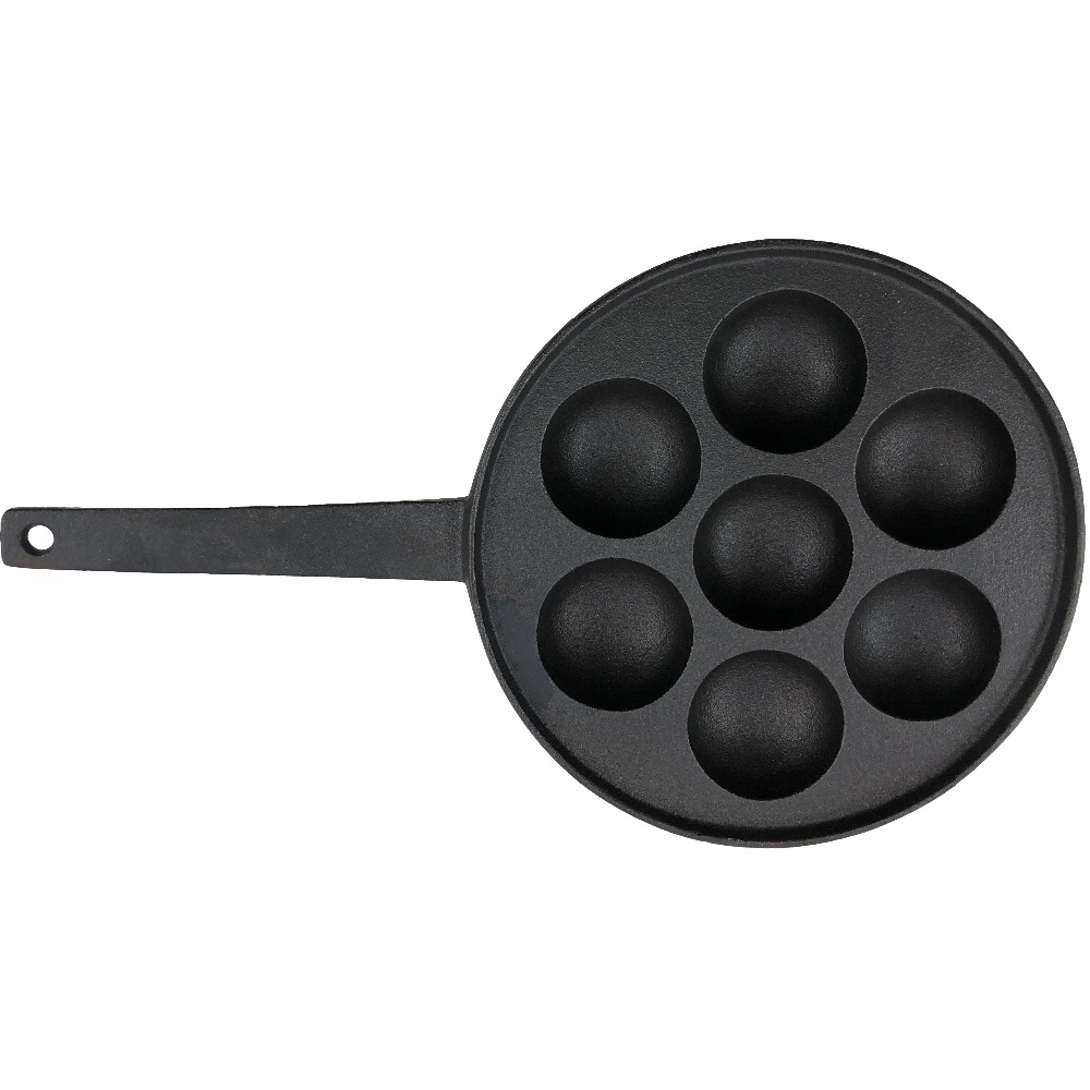 7 holes seasoned cast iron single handle cake baking pan