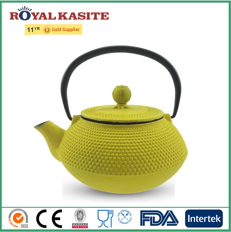 Amazon hot sell Japanese Tetsubin Tea Kettle Cast Iron Teapot with Stainless Steel Infuser yellow 33 oz