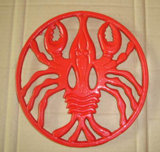 Crab pattern cast iron trivet red cast iron potholder