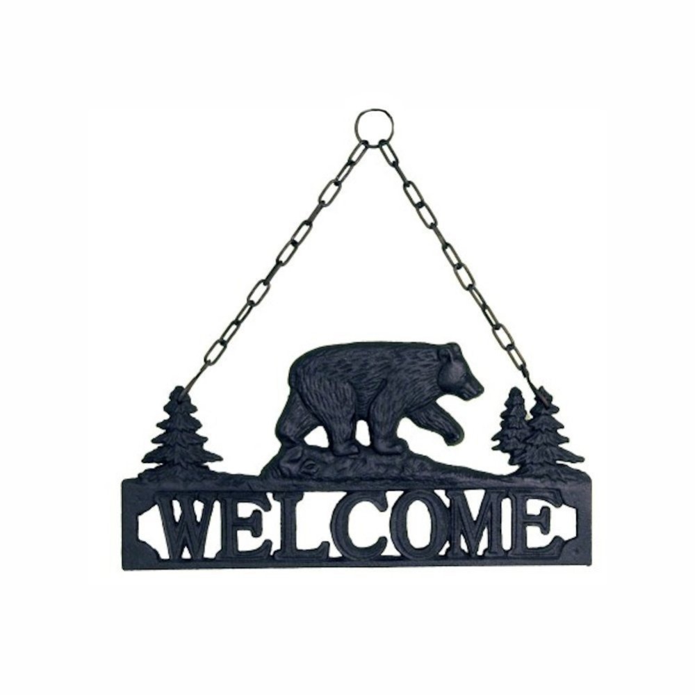 Black Bear Cast Iron Decorative Welcome Sign / Plaque for Indoor or Outdoor Use