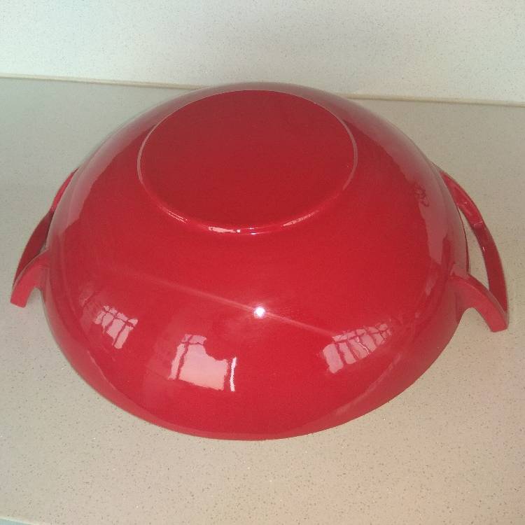 Royal Kasite Red Enamel Chinese Traditional Cast Iron Wok With Double Handle