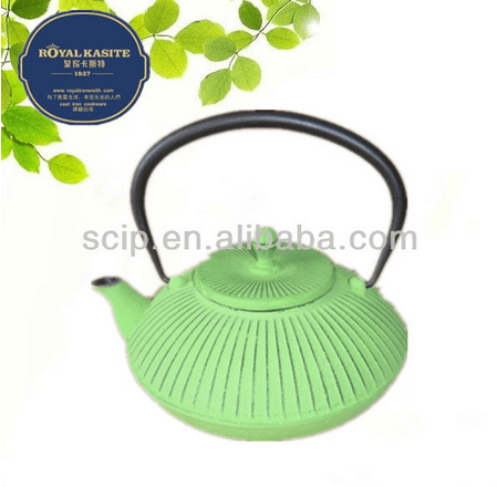 new design green color enamel cast iron teapot