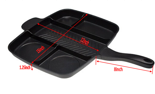 new arrival cast iron frying pan devided 5in1 non-sticker