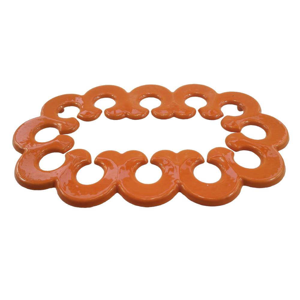 orange cast iron metal enamel table mat cushion