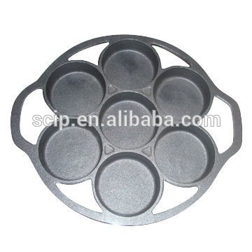hot sale cast iron bake pan Available in Cast Iron with 7 Holes, cast iron non-stick bake pan