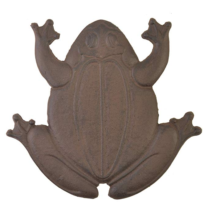 Frog Stepping Stone Cast Iron Yard and Garden Decor Rust Brown