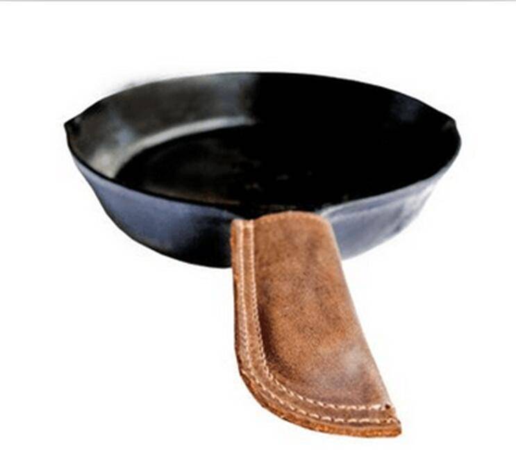 leather cast iron skillet handle holder