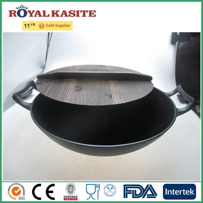 Good Quality Cast Iron Wok with Lid
