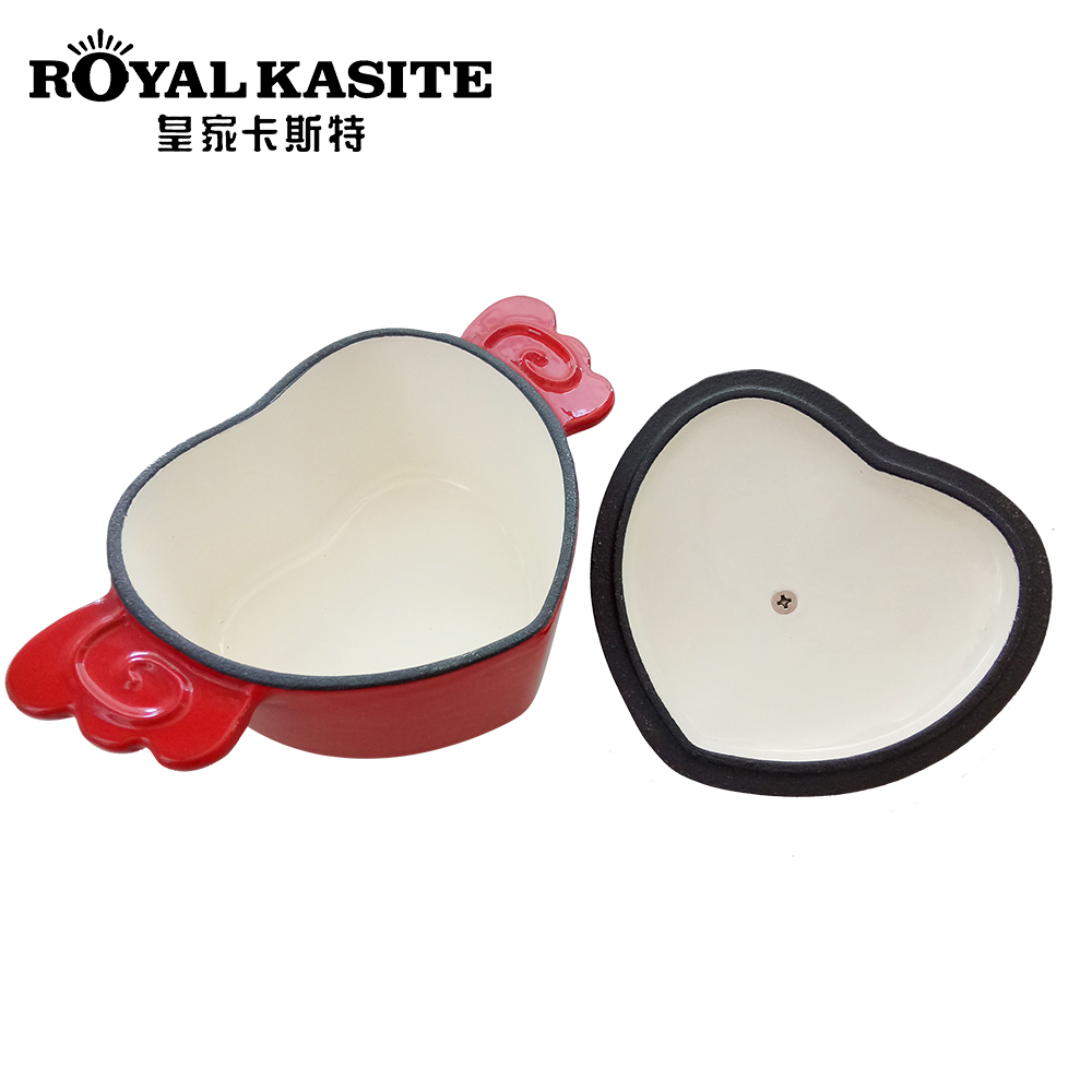 Heart shape Cast Iron Dutch Oven pot with enamel covered, 23 diameter