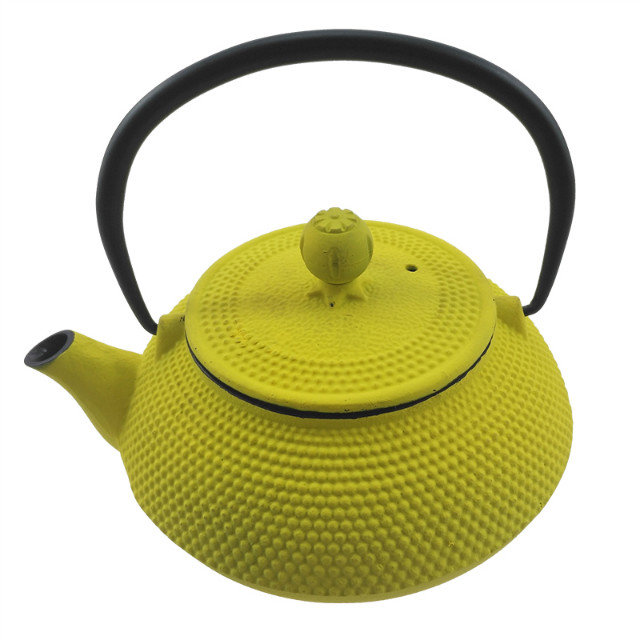 yellow Cast Iron Tea Pot